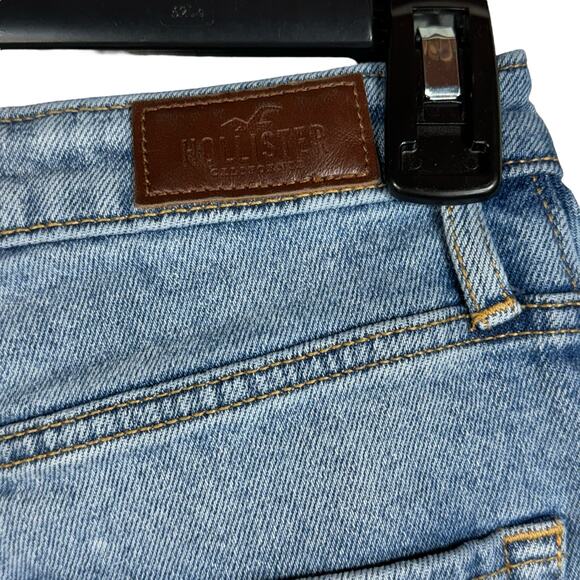 Hollister JRS SZ 7R Ultra Hi-Rise Dad Jeans Embroidered Distressed Rips Zip-Fly - Picture 8 of 14